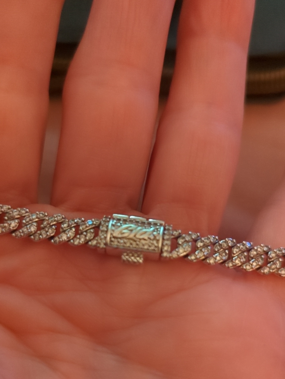 Pave Crystal Cuban Link Bracelet in Silver